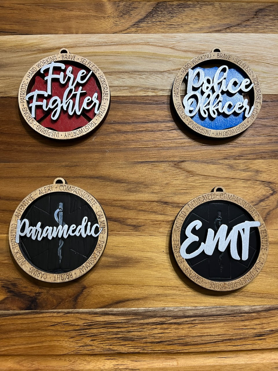 Custom Wood First Responder Ornaments